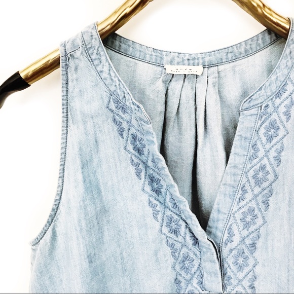 Joie Tops - Soft joie Kerryn chambray blue embroidered tank